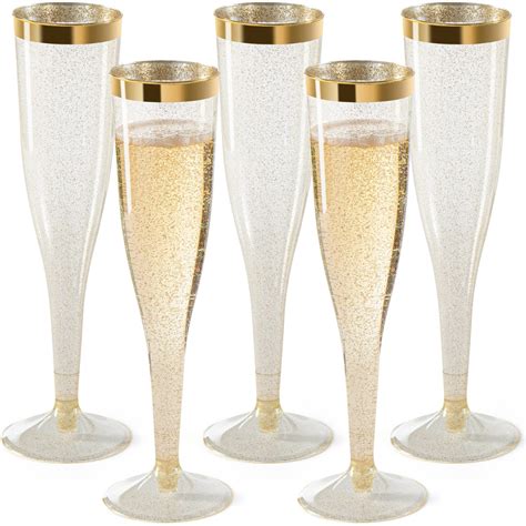 gold champagne glasses plastic